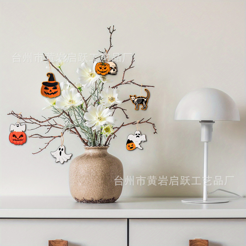 クロスボーダーハロウィンカボチャゴーストウッドチップ装飾ペンダント面白いホラーシーンレイアウトパーティー木製タグ|undefined