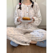 春夏款女童妈妈亲子款甜美小清新睡衣休闲卡通动物印花家居服套装