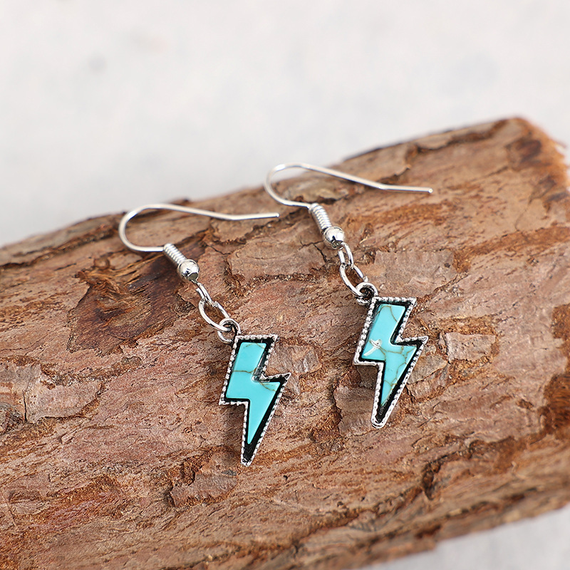 Vintage Style Lightning Alloy Inlay Turquoise Women's Drop Earrings display picture 2
