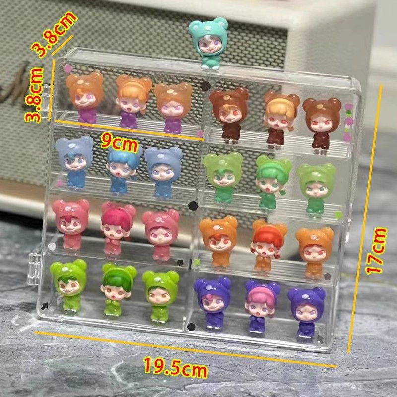 卸売透明デスクトップ防塵かわいい収納ボックス人形ディスプレイスタンド多層装飾品分割アクリル収納ボックス|undefined