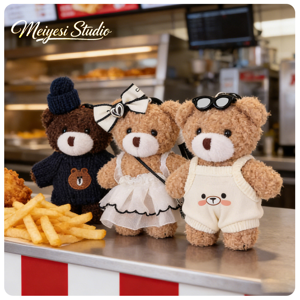 Creativo suave lindos colgante de oso una familia de tres muñecas de peluche bolsos muñecas colgantes llaveros