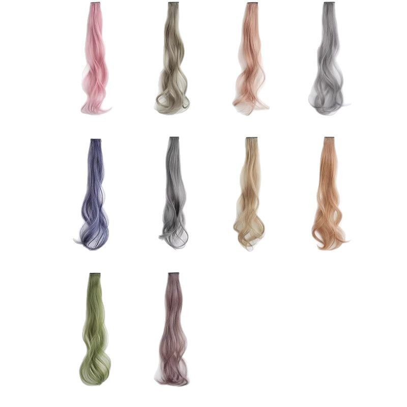 Pintar pelucas de cabello de color de dopamina para mujeres cabello rizado colgante orejas teñido de cabello de una pieza de cabello trenzado verde blanqueado cabello largo