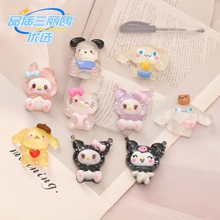 Cross-border Explosions Sanrio Cartoon Nail Art Jewelry Cartoon Children's Armor Earrings Hairpin Toy Resin Accessories