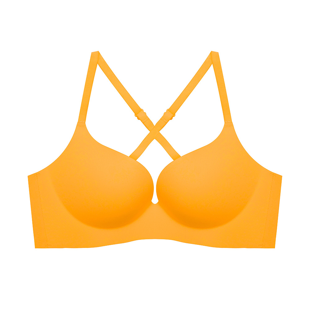 999 gran cruz sin espalda de una sola pieza sujetador de un solo botón belleza ropa interior trasera transparente lado brillante cerrado taza delgada sin anillo de acero lado