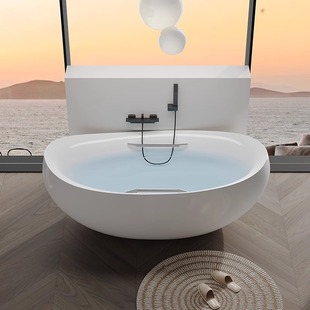 ♤ Acrylic Bathtub Household Oval Seamless Freestanding European Style Hotel Famous Bathtub K-11197T