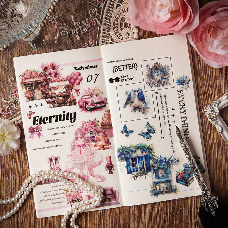 Cross-border Yueya Qingfeng Series Pegatinas de pet transparentes a prueba de agua Diario de bricolaje Decoración Collage Material Pegatinas