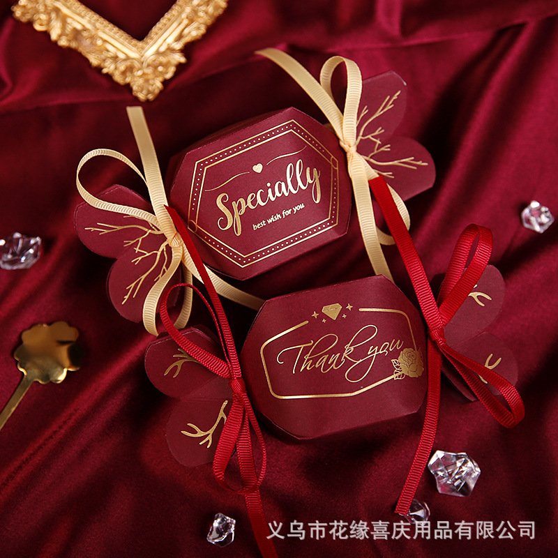 2025 New Ins Candy Shape Wedding Candy Box Wedding Chinese High-End Wedding Candy Bag Souvenir Packaging Box