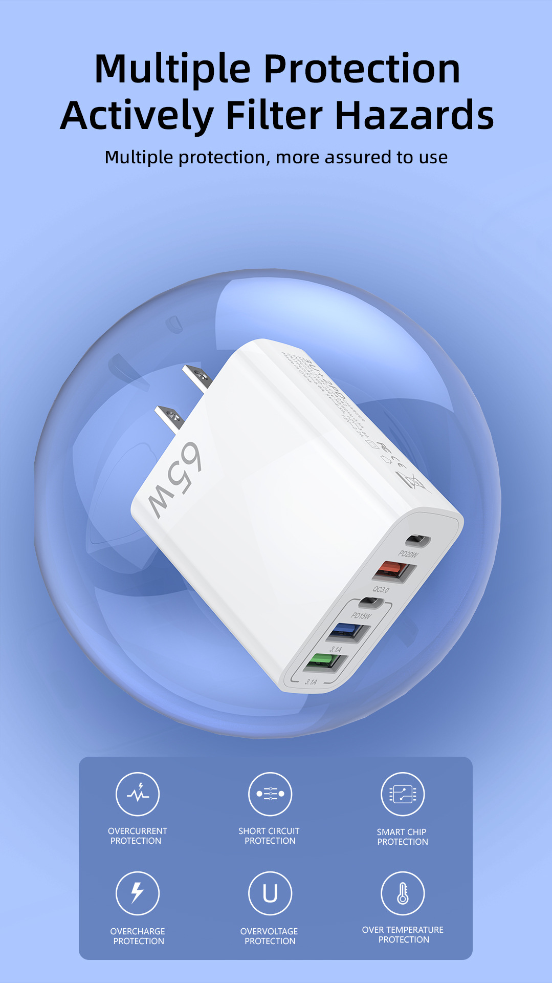 Multi-Handy-Ladegerät, schnell, 3 USB + 2 C, britischer Standard-Ladekopf mit fünf Anschlüssen, geeignet für Huawei und Apple_voghion.com