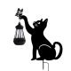 Cross-border outdoor garden courtyard metal iron cat silhouette black cat hand-held solar lamp decoration