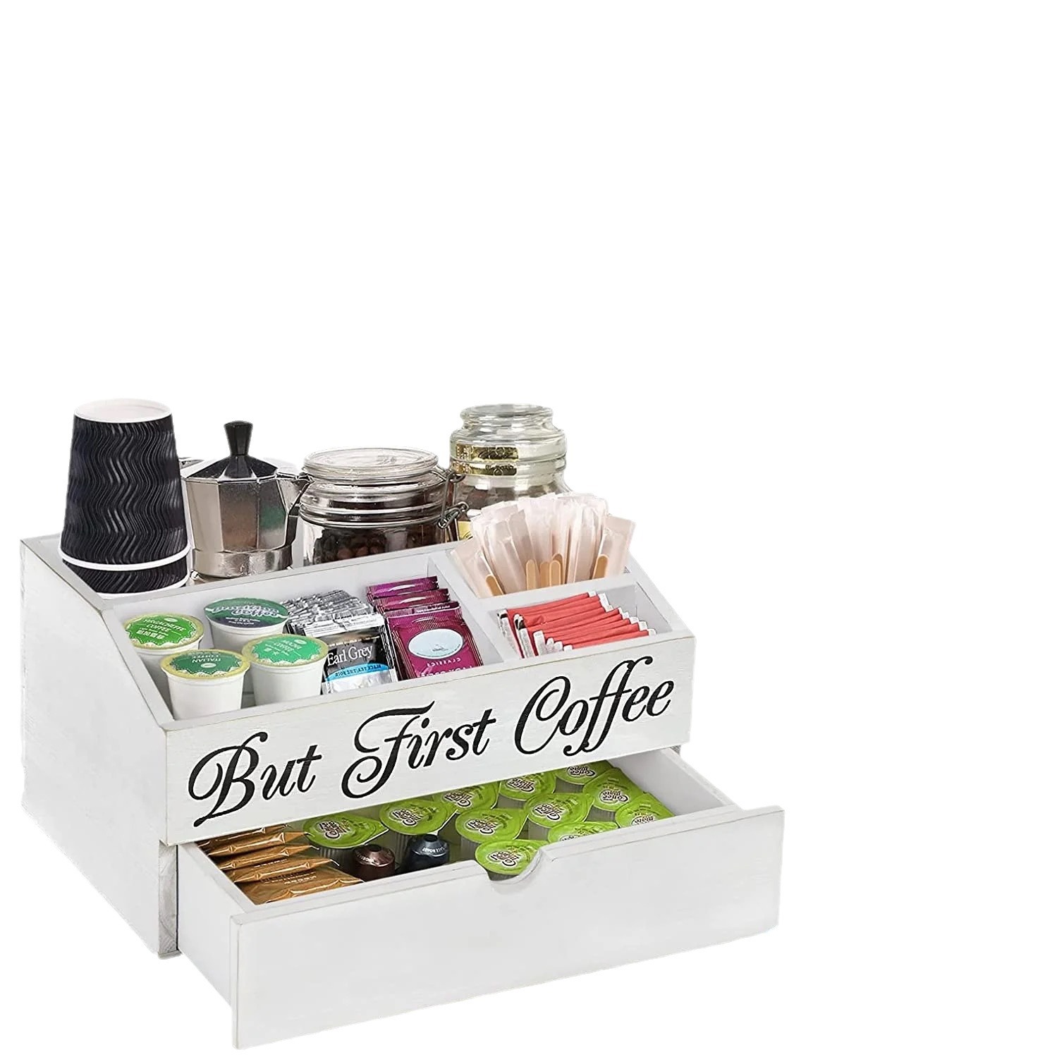 Encimera de cocina botella de condimento caja de almacenamiento mesa de bar bolsa de café taza de papel caja de almacenamiento bebida doméstica caja de preparación de bocadillos