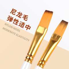 Keep Smiling Brush Set, 5 Pieces White Wood Rod Liner Brushes Watercolor Oil Acrylic Gouache Painting Kit