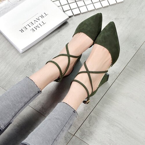 Summer sandals for women  sexy pointed toe bag toe high heels one-word buckle slimming hollow cross strap women's shoes