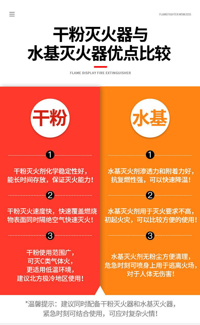Flame Warrior 21B620Ml Water-Based Fire Extinguisher Car Household Kitchen Fire Fighting Equipment Vehicle-Mounted