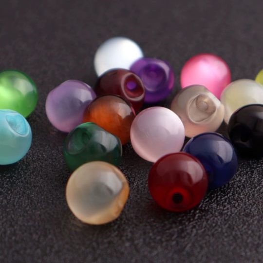 Manufacturer Wholesale Chinese Cheongsam Buttons Resin Jade Buttons Colorful Dark Eye Side Hole Pearlescent Shirt Chiffon Round Beads