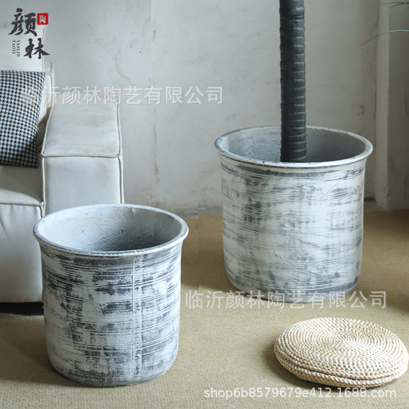 Terrizaje de cemento de gran calibre plantación de árboles maceta gran casa sala de estar hotel verde paquete suave patio villa decoración maceta