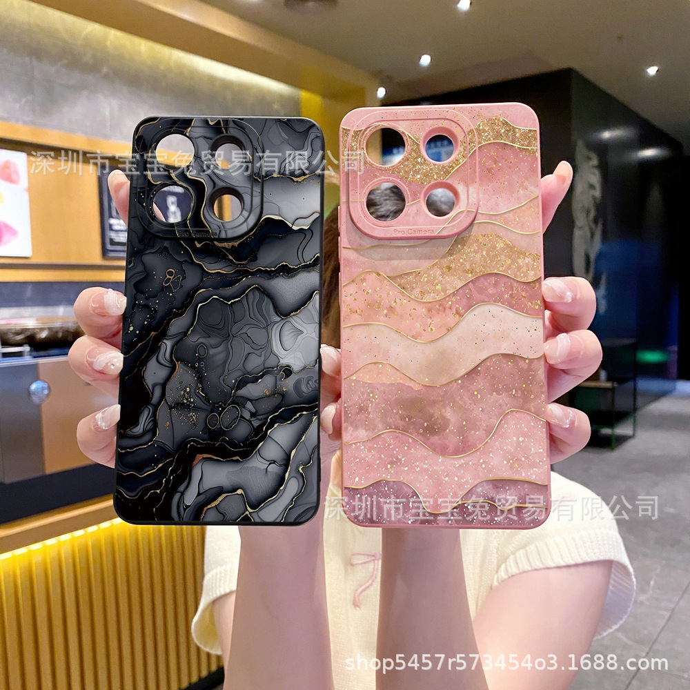 Suitable for Xiaomi Redmi Note 14 Pro Protective Case Pink Black Marble Pattern Pupil Eye Mobile Phone Protection