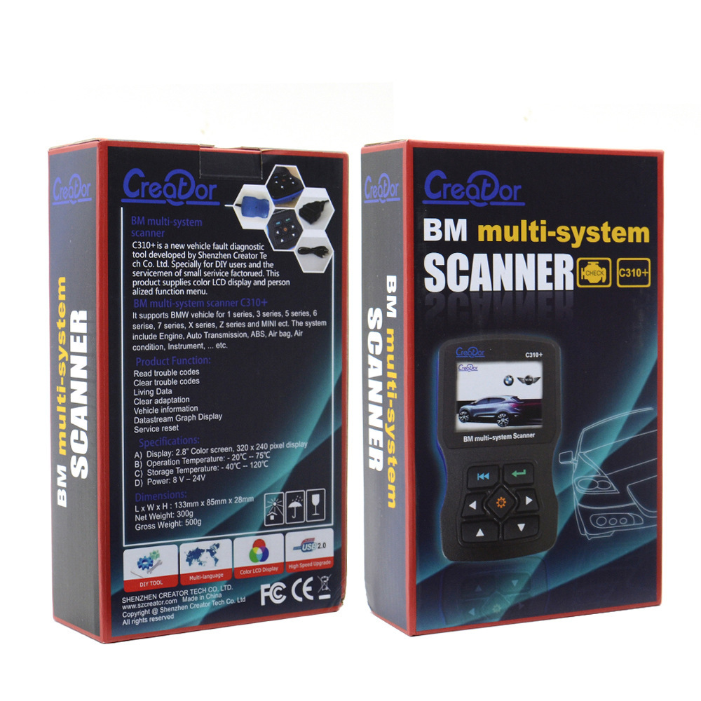Creator C310 Code Scanner Obd2 Car Fault Diagnosis Instrument Engine Testing Multi-Language