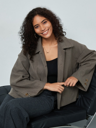 Amazon Cross-Border Women's Wholesale: Elegant, Versatile Wool Coat in European & American Style—New Autumn/Winter Design with Wide Sleeves