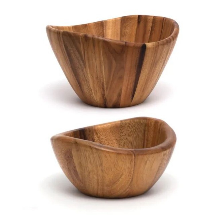 Juego de cuencos de madera de acacia Ensalada de comida Cuencos redondos Personalidad Ensalada japonesa Creativa Cuencos de frutas Bibimbap