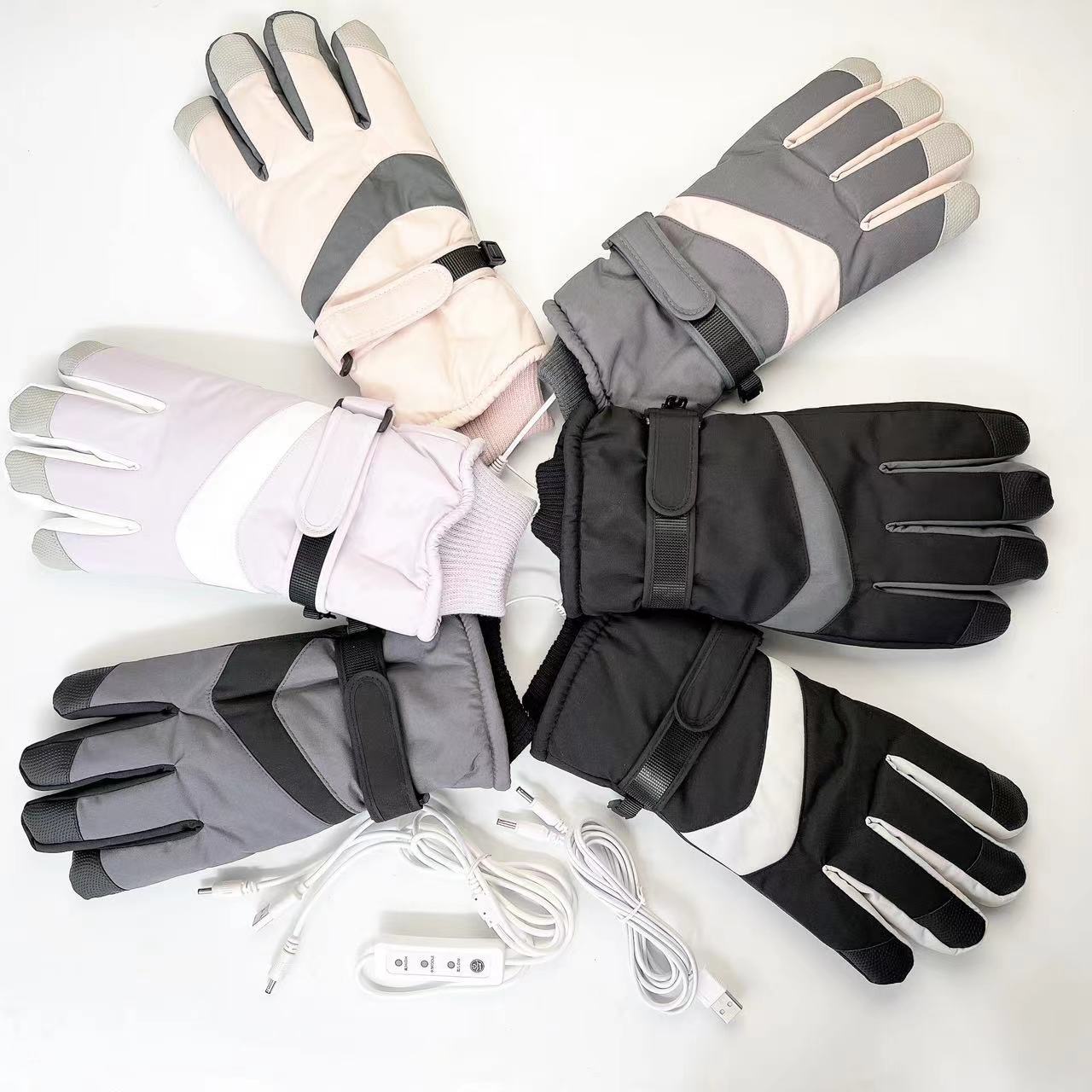 Guanti riscaldanti USB Guanti da sci invernali caldi riscaldanti palmo ispessito antiscivolo touch screen tessuto Oxford sport equitazione_voghion.com