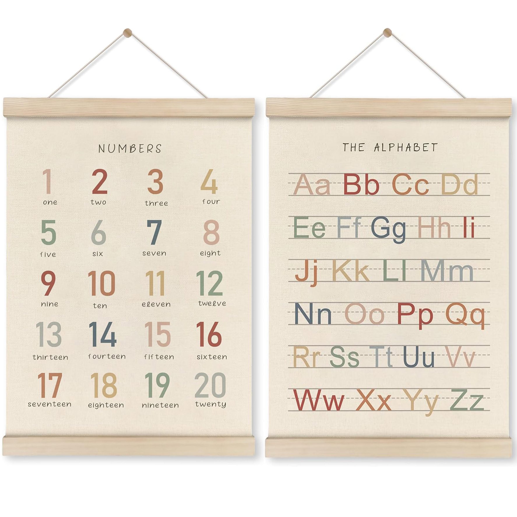 Hot Digital ABC Poster Painting Pre-school Education Canvas Poster Classroom Wall Painting Nail Hanging Shaft Hanging