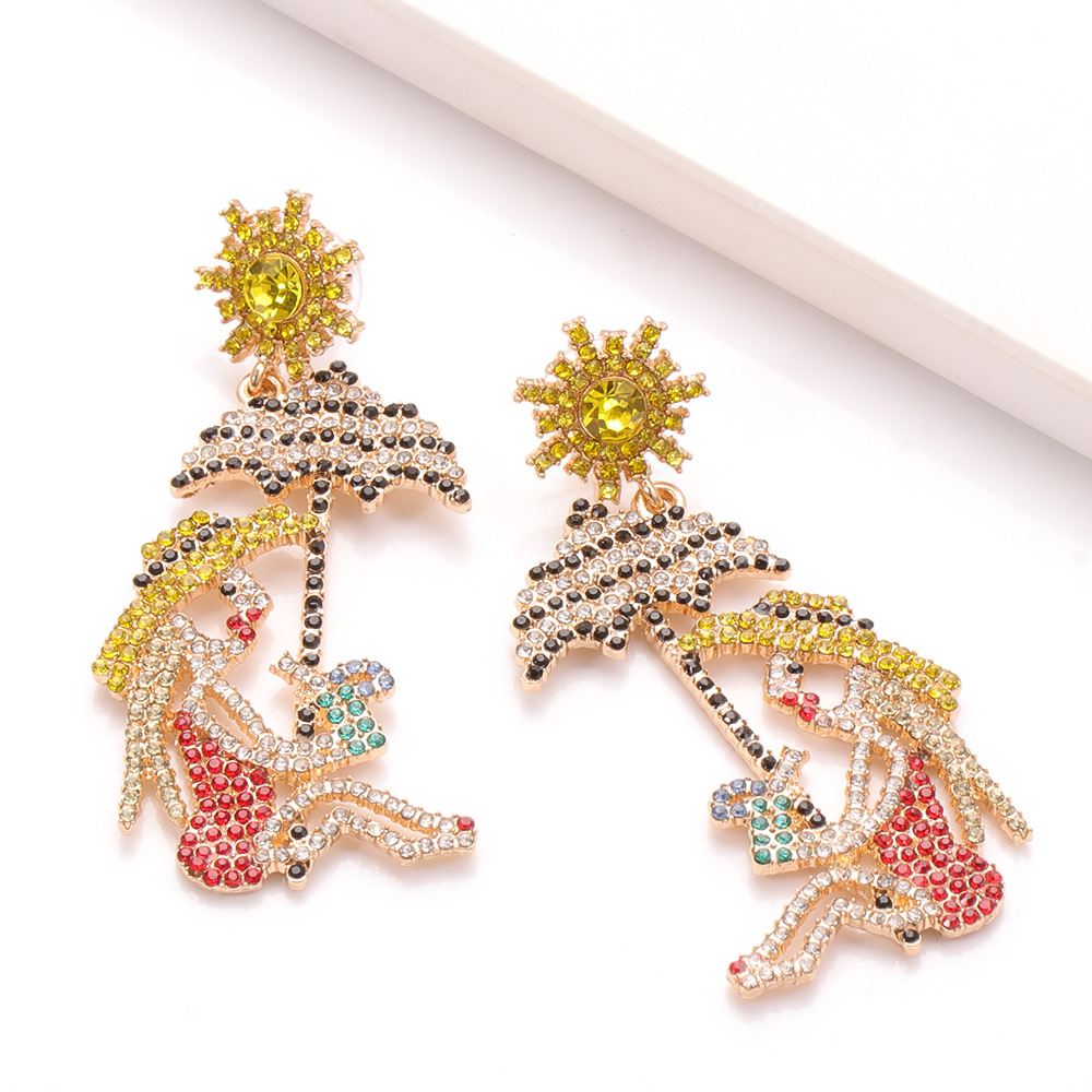 Fashion Alloy Diamond-studded Acrylic Earrings Wholesale display picture 5