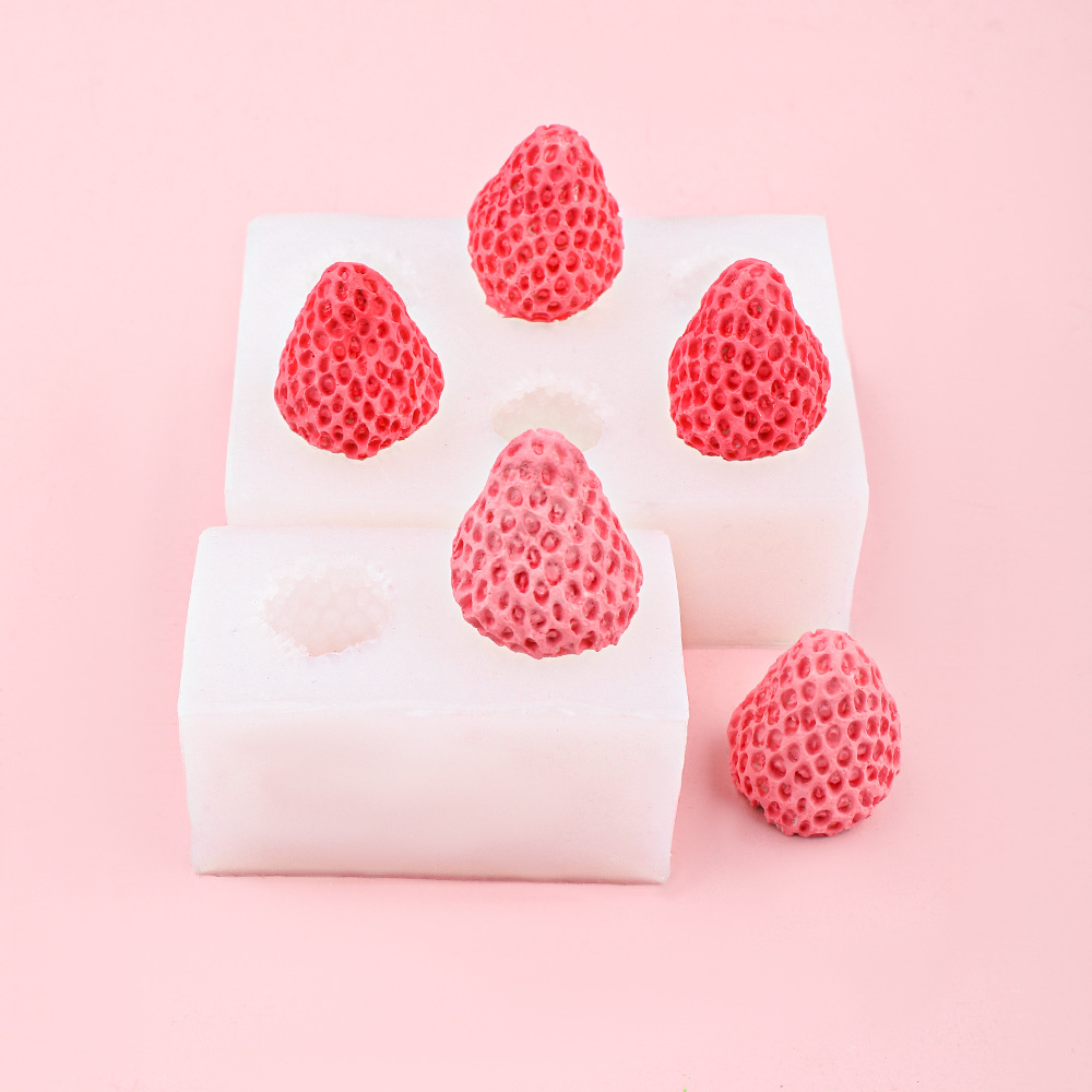 Vela de aromaterapia Molde de silicona de fresa grande Jabón hecho a mano de bricolaje Fresa pequeña yeso perfumado adornos de pastel de chocolate