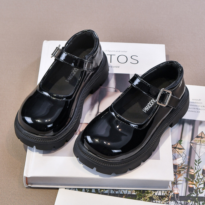 Zapatos de cuero de estilo británico para niñas 2025 primavera y otoño nuevos zapatos Mary Jane para niños zapatos de princesa para niñas zapatos de rendimiento negros image 3