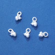 迷你实心小葫芦吊坠s925纯银哑光葫芦小提溜diy水晶手绳手链配件