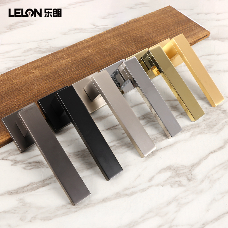Cerradura de puerta de baño cuadrada simple personalizada aleación de zinc puerta interior de madera cerradura de tornillo cerradura de mano cerradura magnética de la puerta del hotel