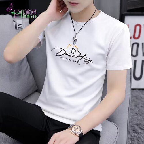 Men's European Station Fashion Summer New Trend Brand Men's Letter Print Short Sleeve Wholesale Slim Fit T-Shirt European Style Trend