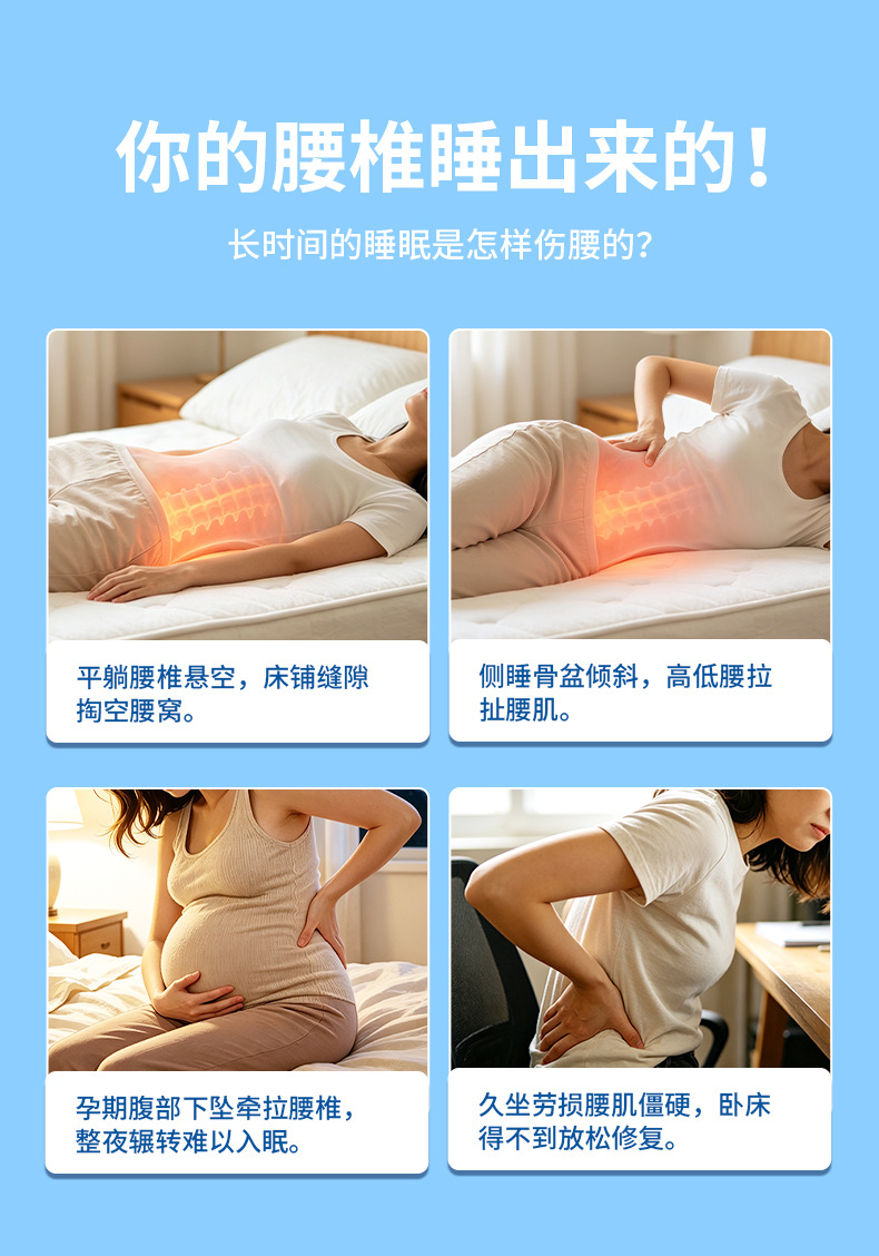 Cloud Sleep Lumbar Support Pillow Breathable Waist Cushion for Home Travel Sitting and Side Sleeping overview