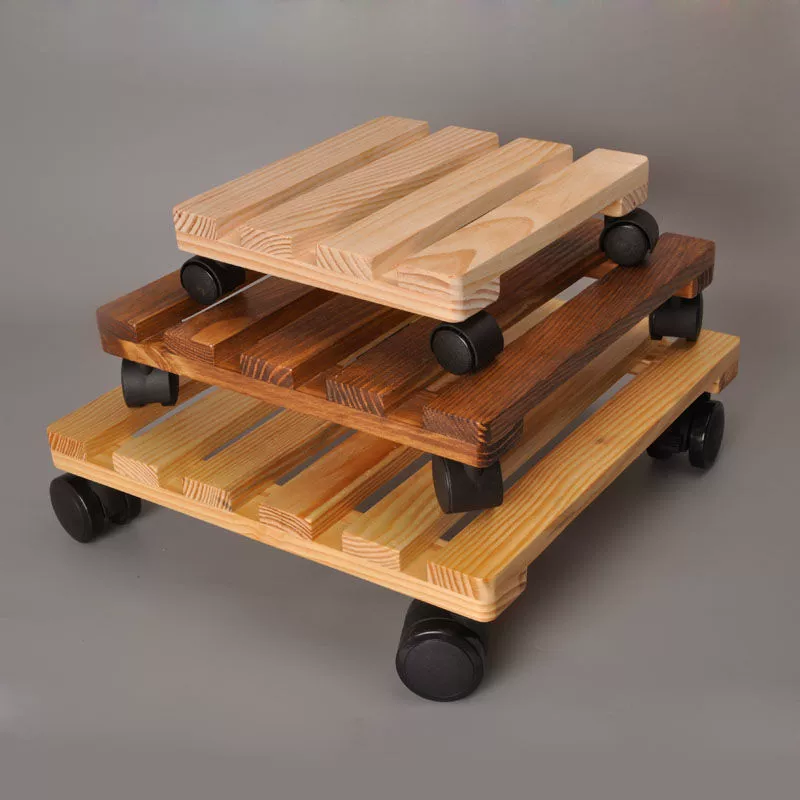 Поднос цветочного горшка универсальный колесо квадрат утолщение массивной деревянной съемной базы балкон открытый открытый полка с производителем