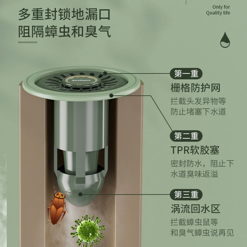 Plastic floor drain, deodorizing kitchen floor drain net, sewer filter net, floor drain core, bathroom anti-blocking toilet floor drain cover