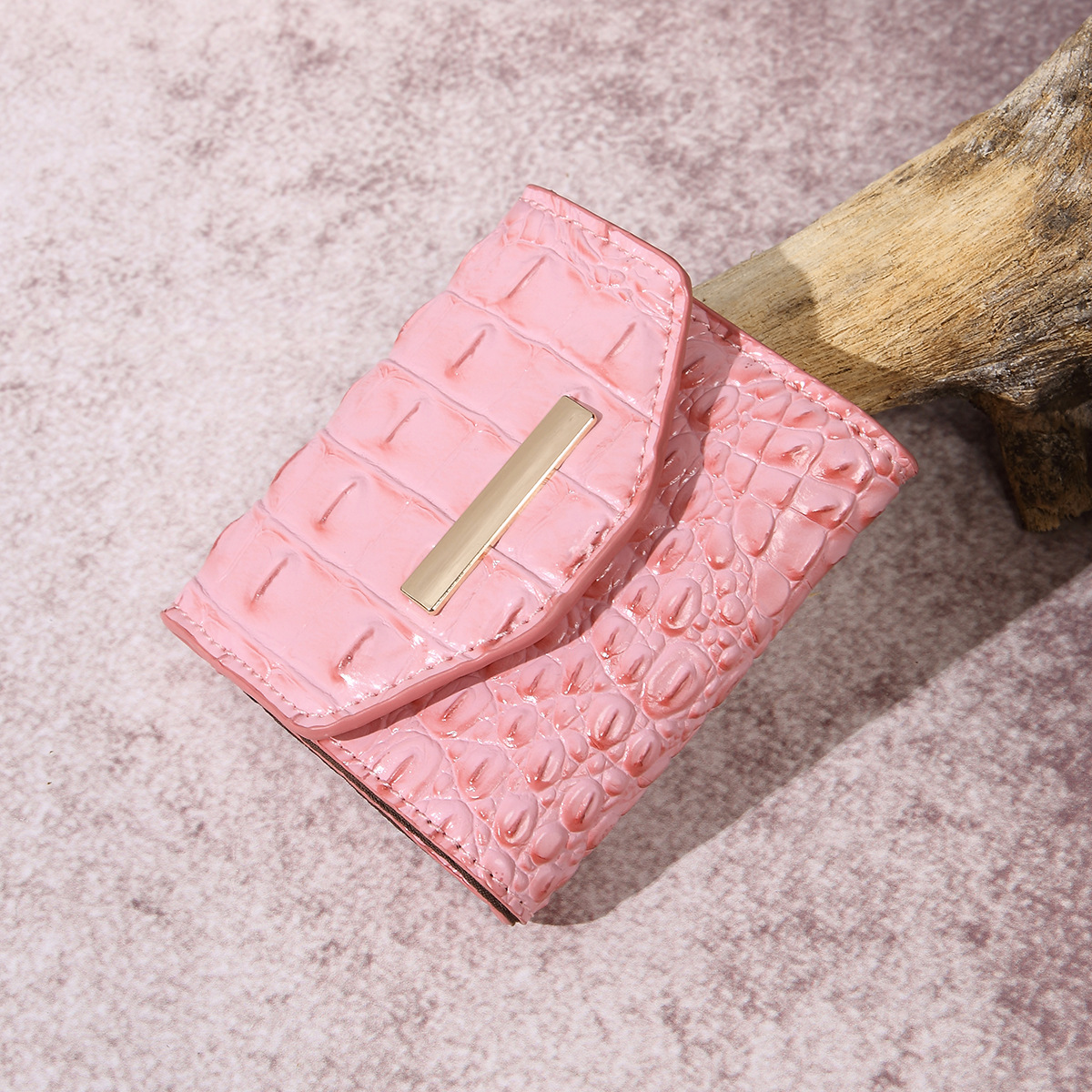 Retro multicolor dreifach gefaltete Damen Geldbörse Clutch Krokodil Muster Brahman_voghion.com