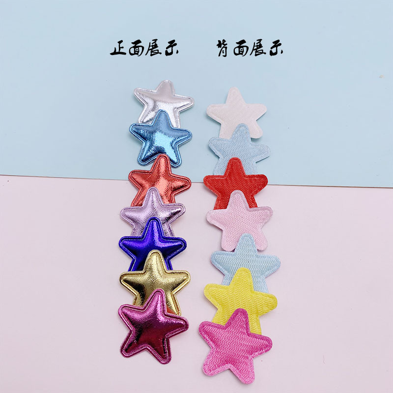 Accesorios de la joyería de bricolaje tela 2,5 cm PU estrella de cinco puntas horquilla para niños tocado bolsa papelería Decoración Accesorios estrella