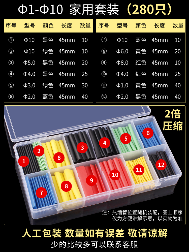 Tubo de encogimiento térmico de ciervo de hadas de fusión en caliente manguito de aislamiento impermeable manguito de protección de alambre de cable de datos reparación de cableado encogimiento grosor