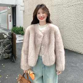 羊羔毛外套女超火皮毛一体新款韩版气质2025水貂绒防秋冬漂亮