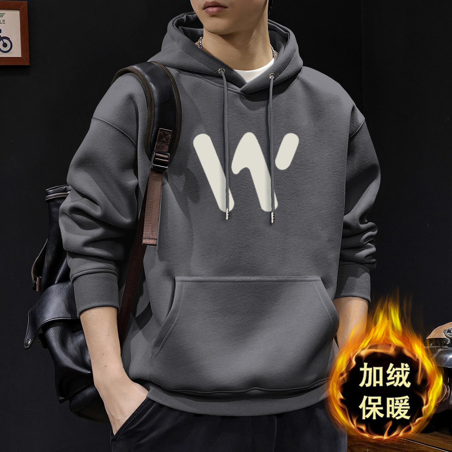 América pesada sudadera encapuchada hombre otoño invierno acolchado marca de moda retro suelta chaqueta superior adolescente
