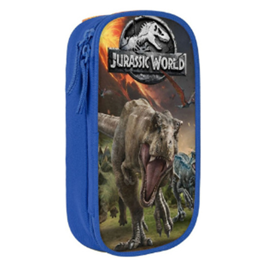 Dinosauro Dinosaur DIY bolsas de lápiz azul doble capa multifuncional caja de papelería de gran capacidad caja de papelería