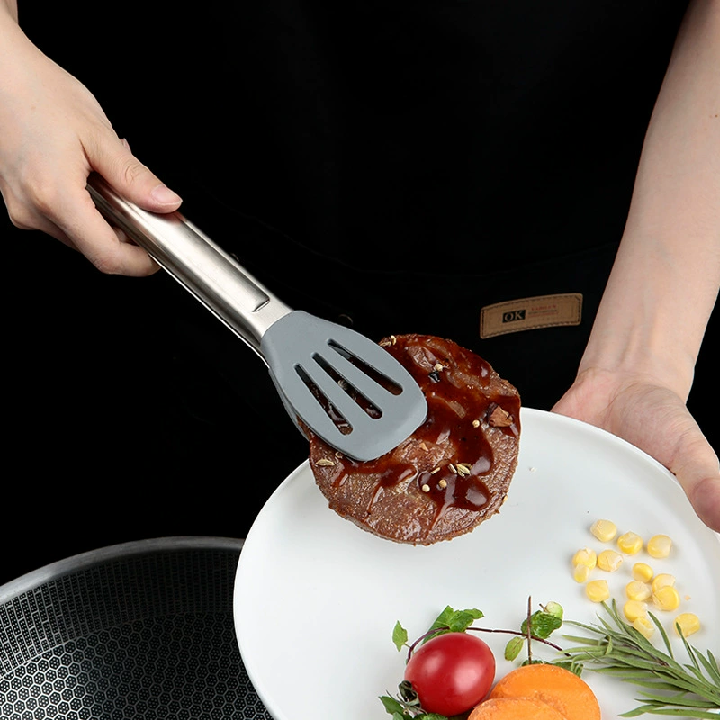 Высококачественный силиконовый зажим для пищевых продуктов из нержавеющей стали Гостиничный бытовой утолщенный устойчивый к высоким температурам антипригарный зажим для пищевых продуктов