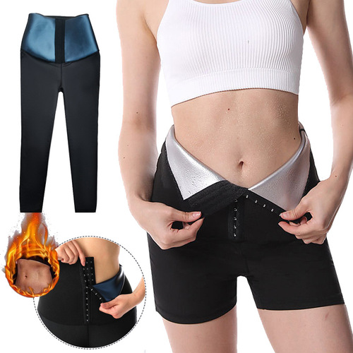 Cross-border women's high-waisted belly-controlling fitness pants, sweat-resistant breasted nine-point pants, sports yoga pants, sweat-resistant body-shaping pants, shorts