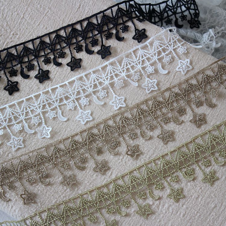 精美镂空月亮小星星涤纶蕾丝花边服装拼接缝纫材料 DIY家居辅料
