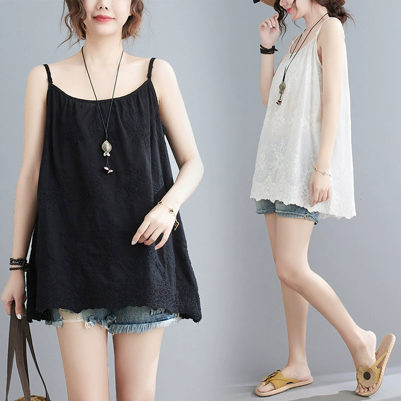 Жилет с новым художественным ретро-пригородной сладостью из дикого хлопка с вышивкой