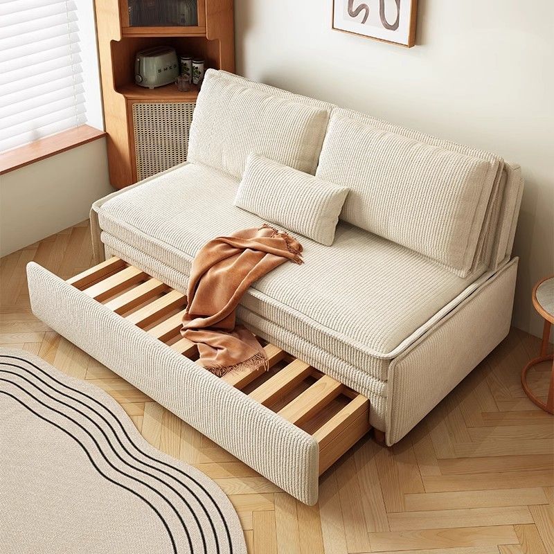 Simple Corduroy Sofa Bed Retractable Foldable Multifunctional Dual-Purpose Small Apartment Living Room Double Bedroom Sofa Bed
