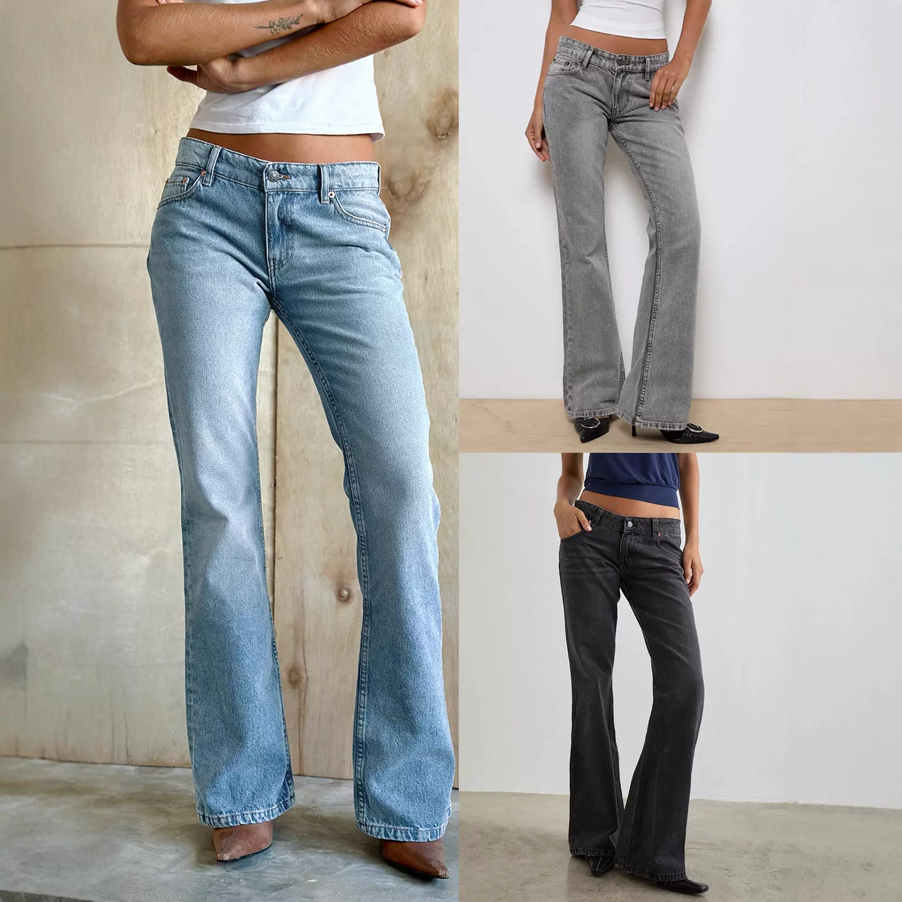 欧美女装时尚个性低腰高弹牛仔长裤ins潮流修身显瘦牛仔长裤