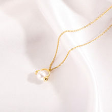 跨境欧美简约风大珍珠耳机颈链独立包装大圆珠女式项链金澳饰品