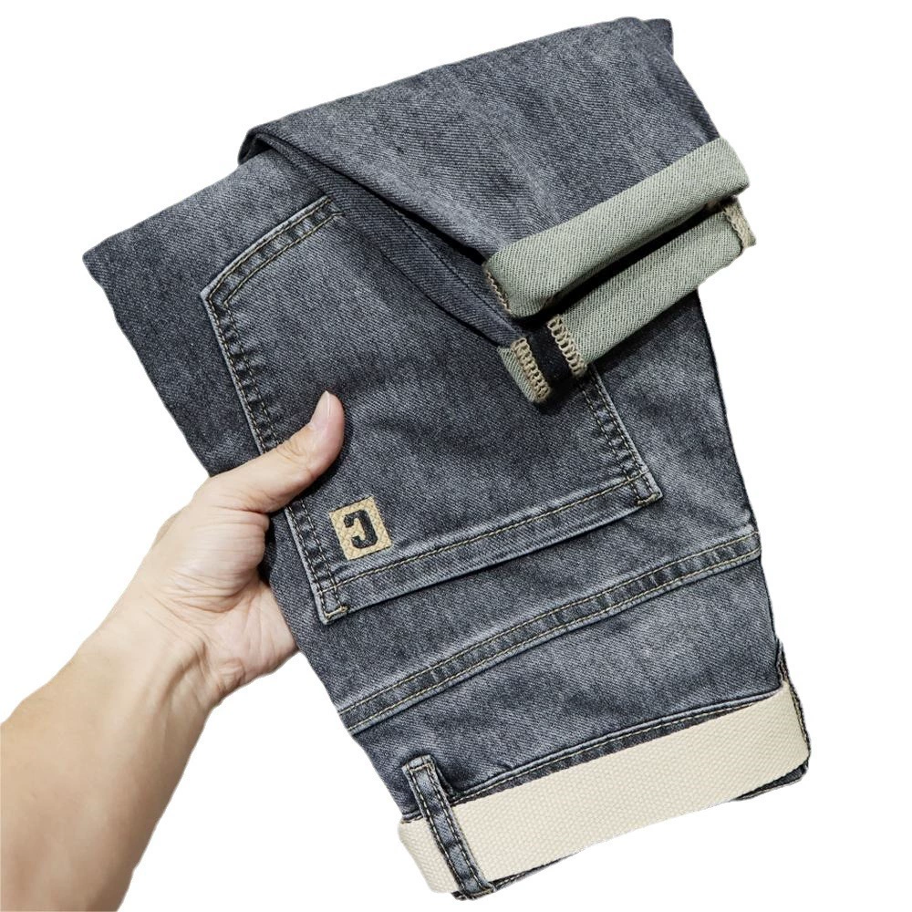 Elite spring thin jeans, elastic trend trousers, slim fit