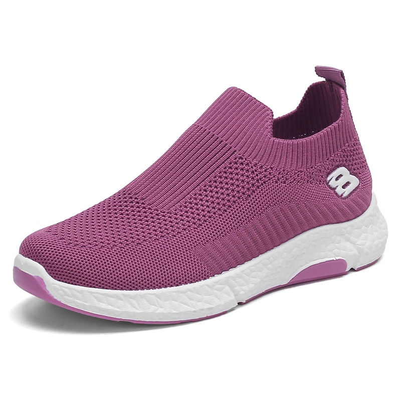 Zapatos de Mujer Primavera-Otoño 2025, Nuevos Zapatos Casuales Versátiles Sin Cordones, Zapatos Deportivos Transpirables de Punto para Mujer