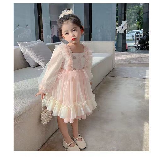 Girls' dresses autumn 2024 new children's spring and autumn styles big children and little girls trendy long-sleeved princess skirts